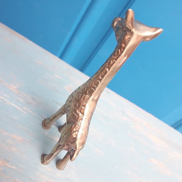 Giraffe Vintage Brass Animal Figurine Mid Century Modern Gold Metal - Picture 5 of 14